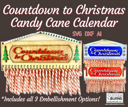 Countdown To Christmas Candy Cane Calendar - DIGITAL FILE