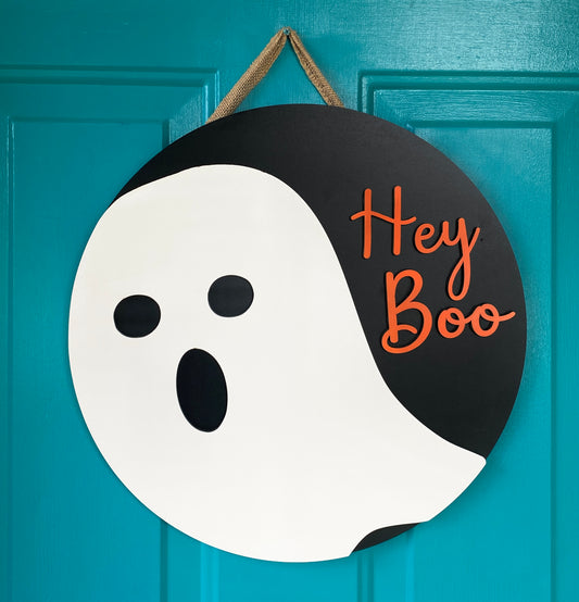 Hey Boo Halloween Ghost Door Hanger