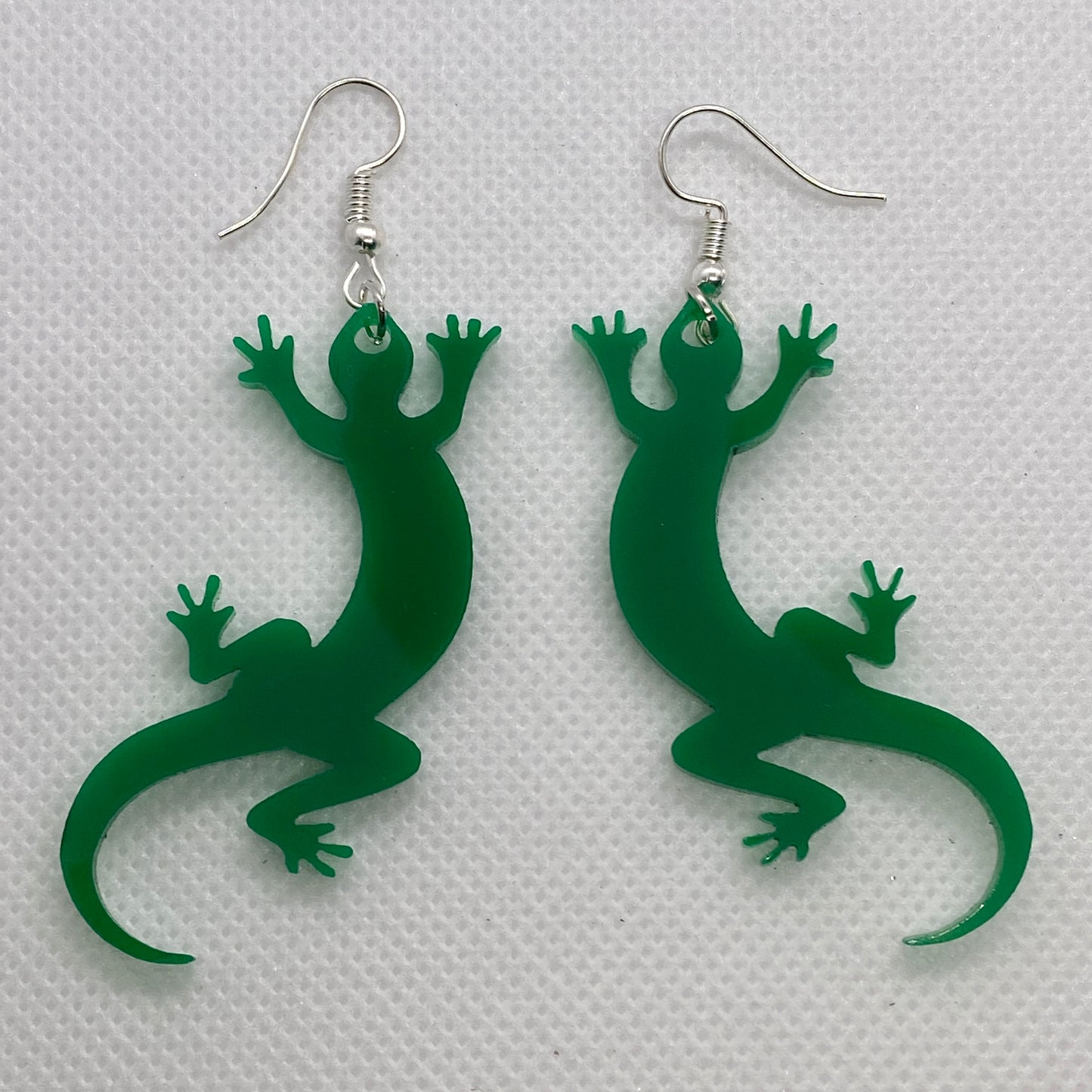 Green Lizard Acrylic Earrings