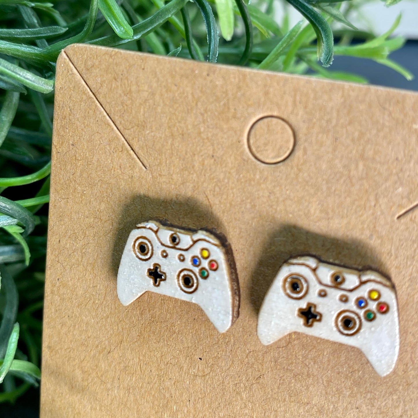 XBox Controller Wood Stud Earrings