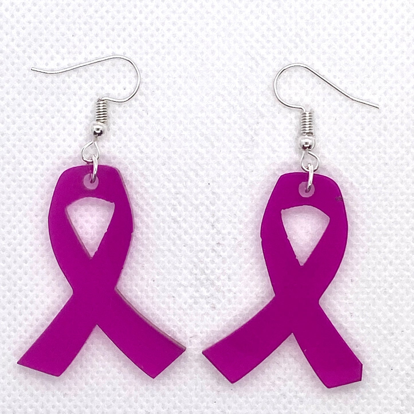Pink Ribbon Acrylic Earrings