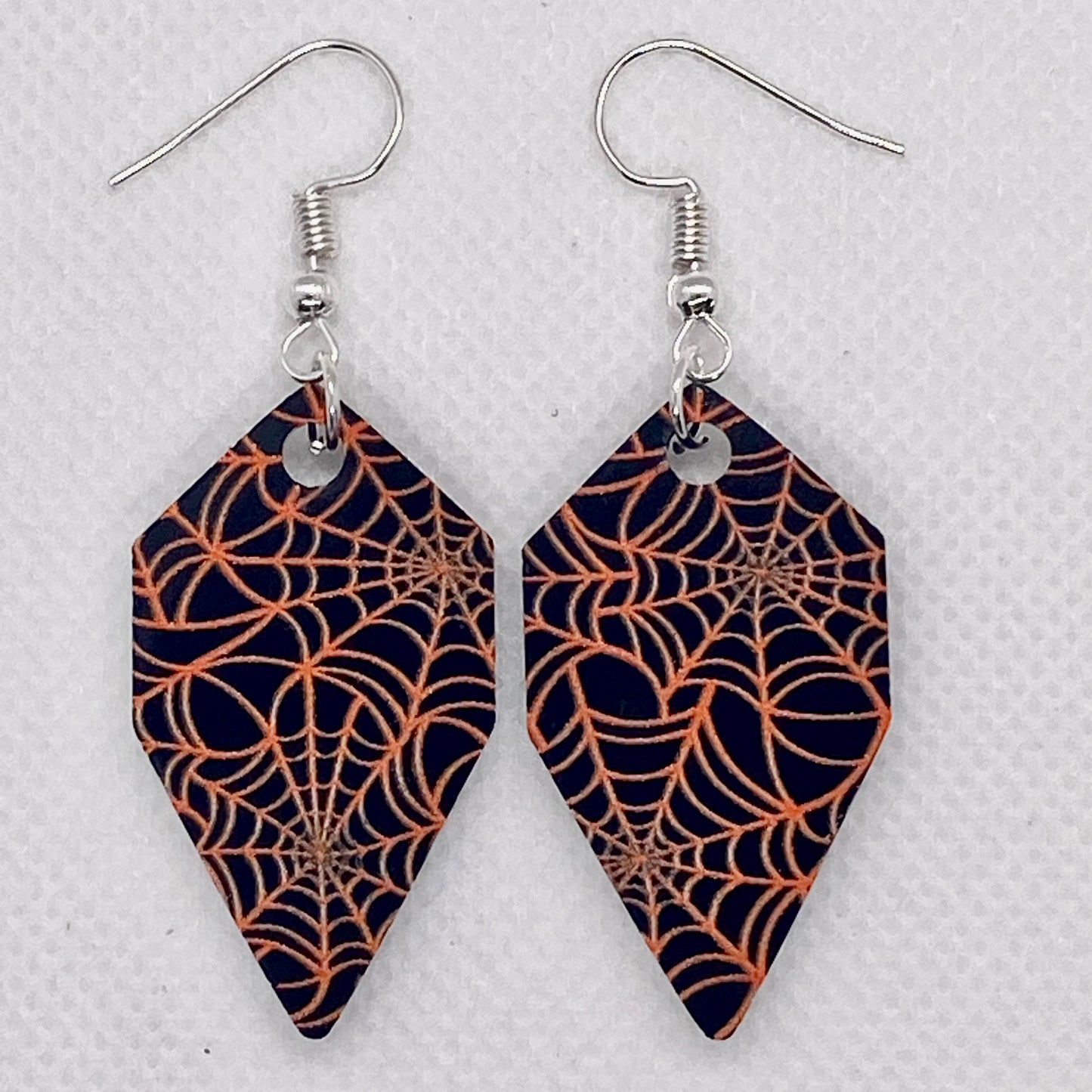 Spiderweb Print Acrylic Earrings (Choice of shape and color!)