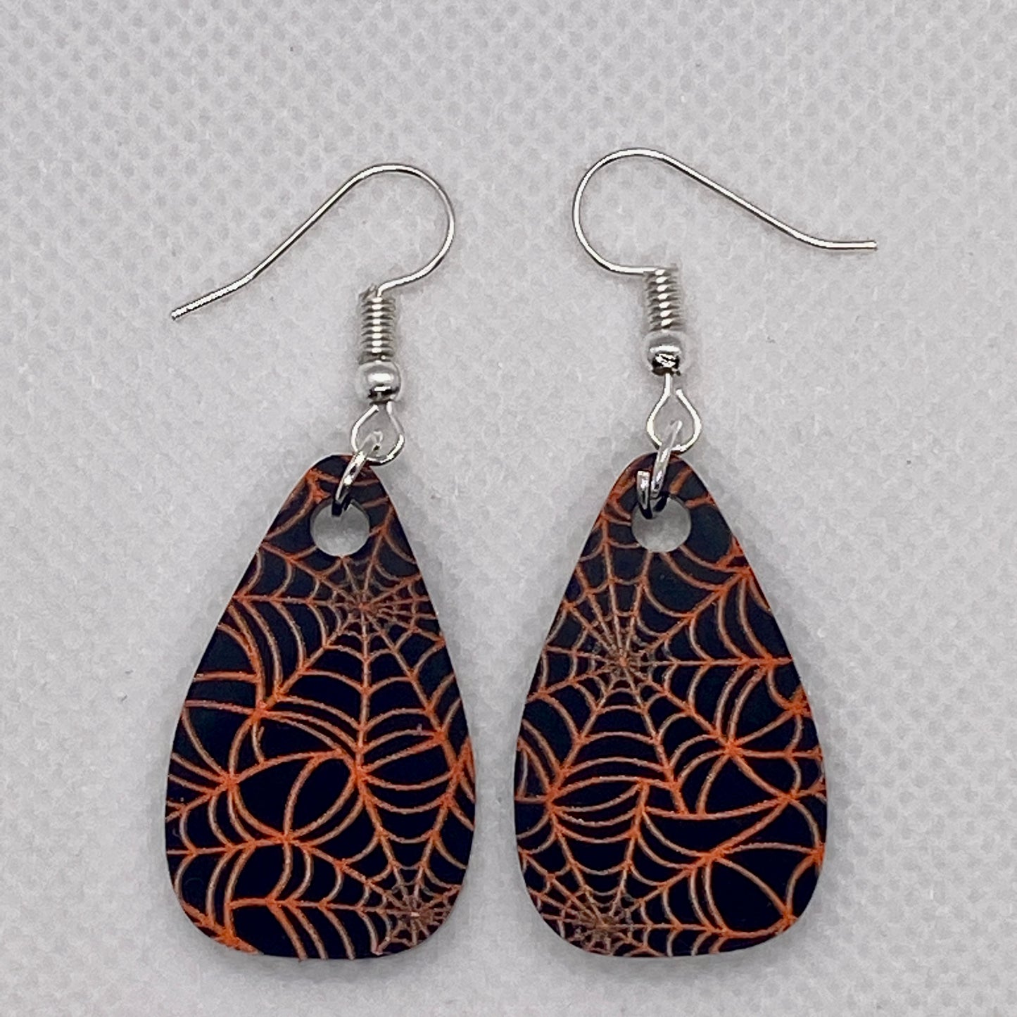 Spiderweb Print Acrylic Earrings (Choice of shape and color!)