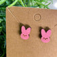 Marshmallow Peep Bunny Head Wood Stud Earrings