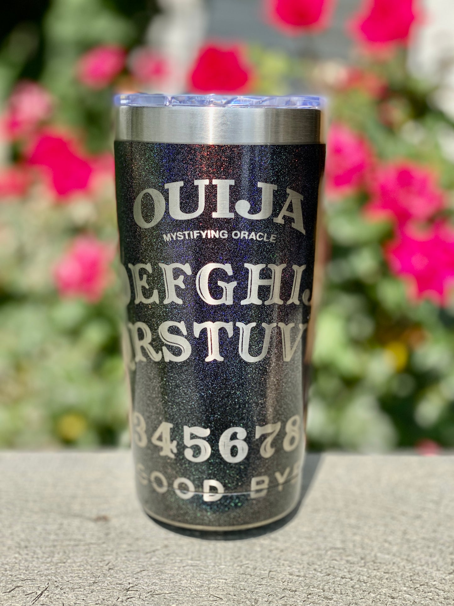 Ouija Board Tumbler (20oz. Black Shimmer)