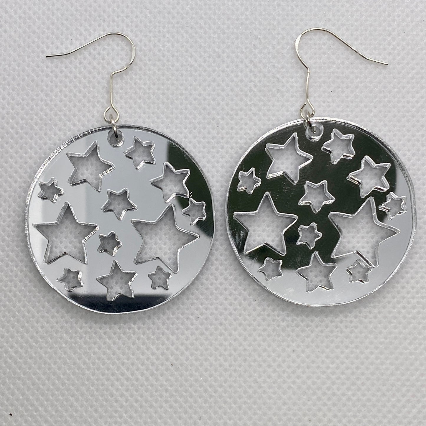 Silver Mirror Star Cut Out Earrings