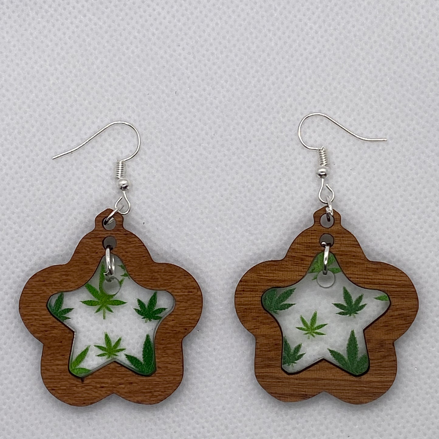 Weed & Wood Acrylic Star Earrings
