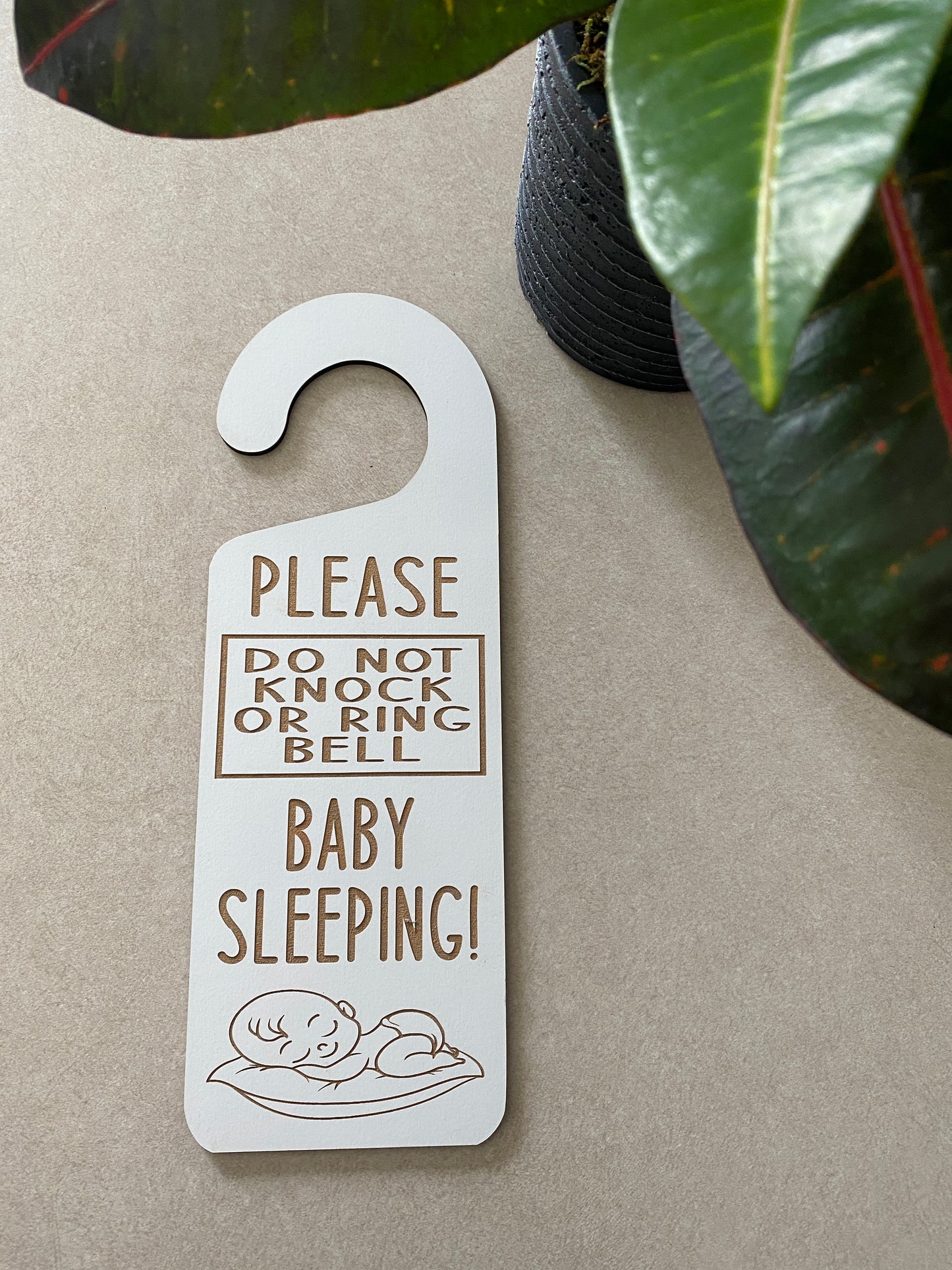 Please Do Not Knock Or Ring Bell Baby Sleeping doorknob sign
