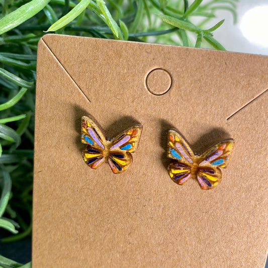 Butterfly Wood Stud Earrings