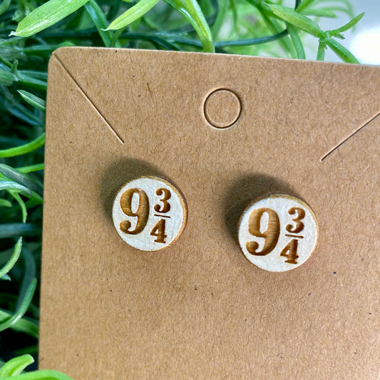 Harry Potter Platform 9 3/4 Wood Stud Earrings