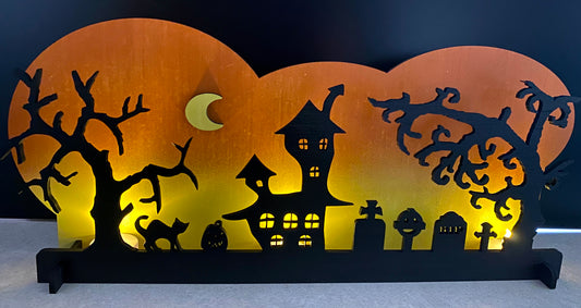 Halloween Scene Light Up Silhouette Decoration