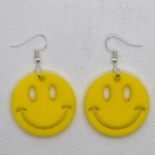 Happy Face Yellow Acrylic Earrings