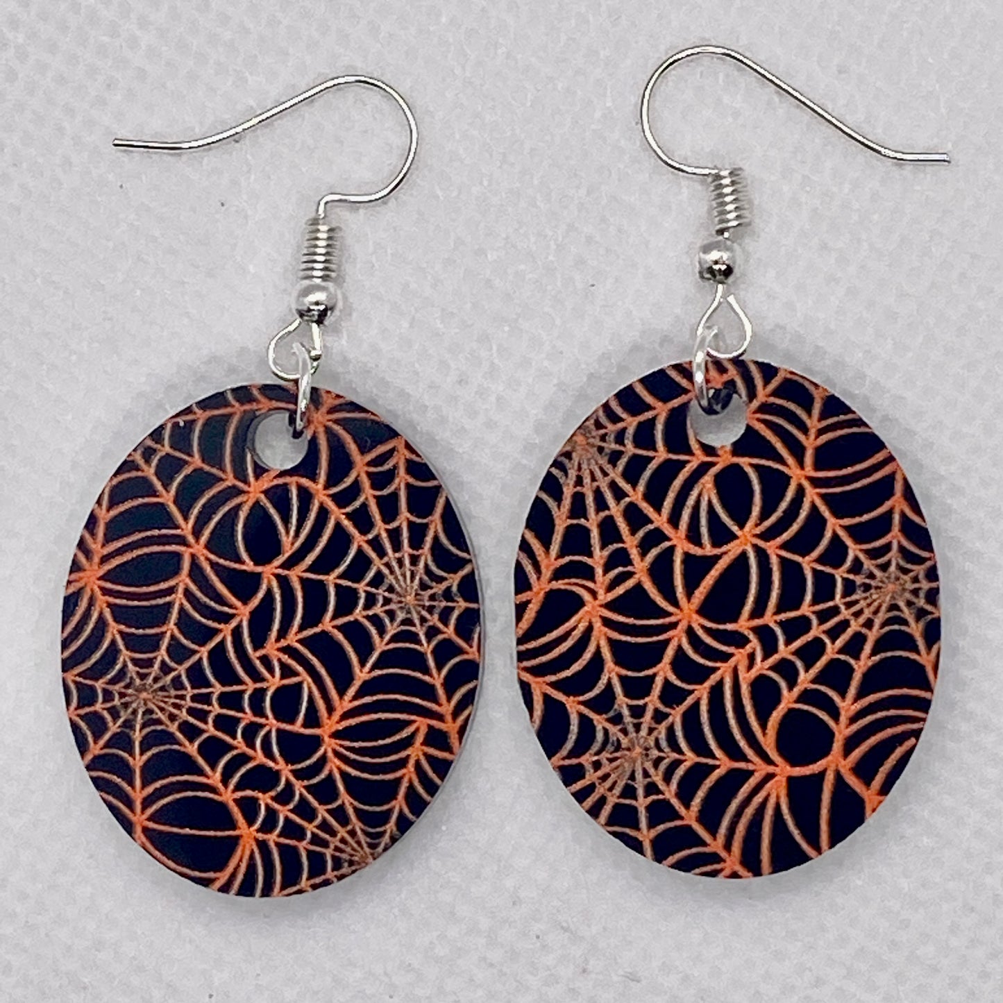 Spiderweb Print Acrylic Earrings (Choice of shape and color!)