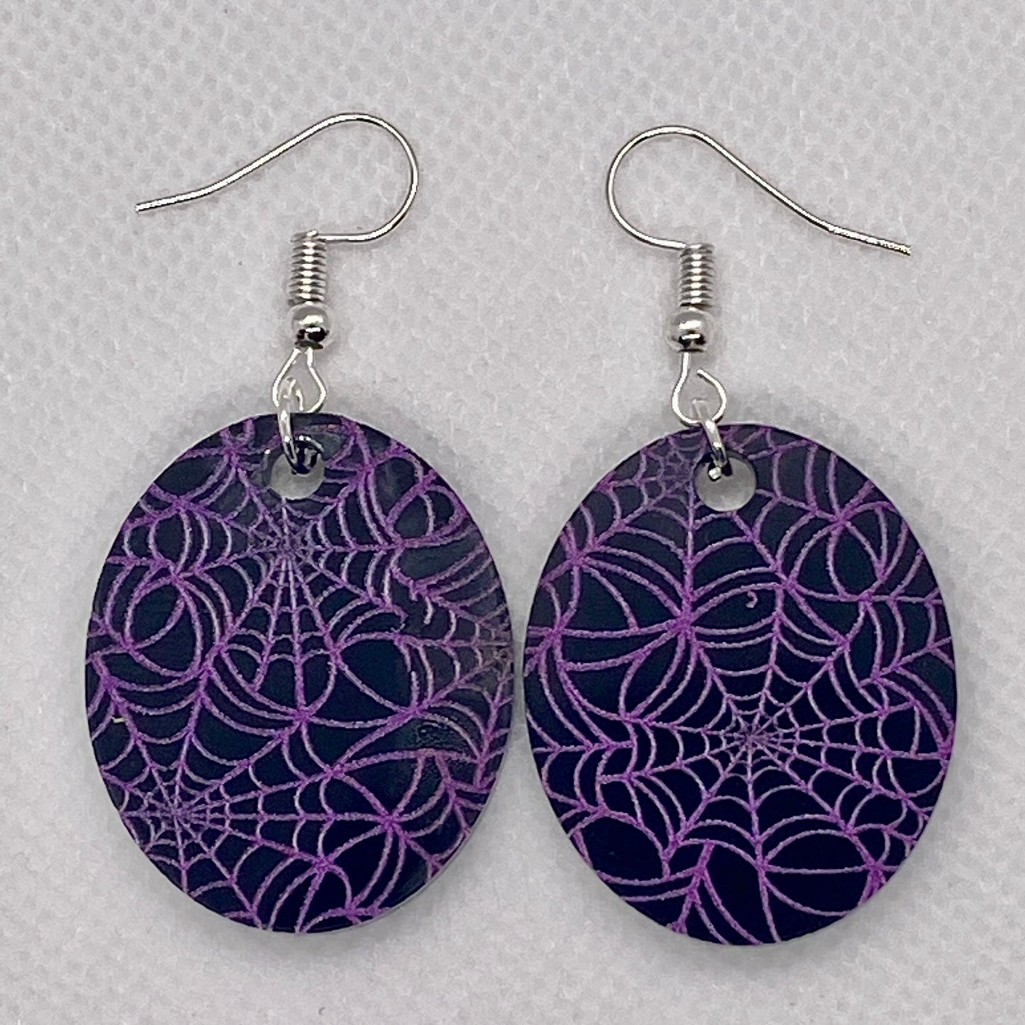 Spiderweb Print Acrylic Earrings (Choice of shape and color!)