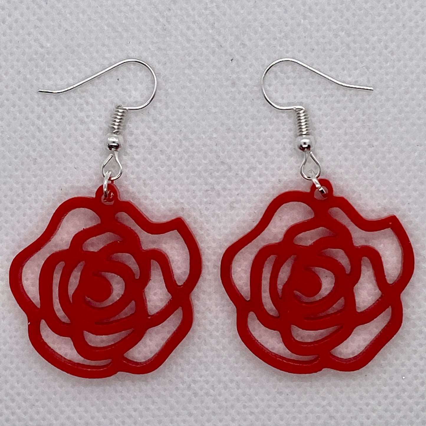 Red Rose Cut Out Acrylic Earrings