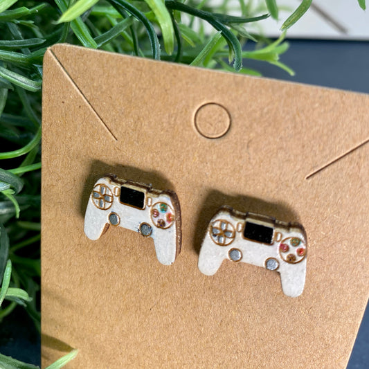 PlayStation Controller Wood Stud Earrings