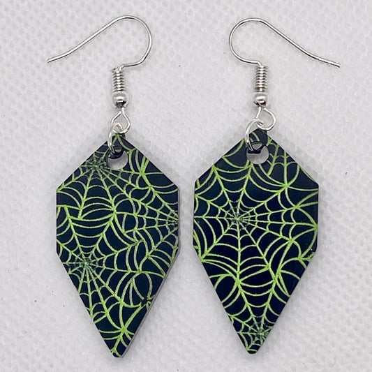 Spiderweb Print Acrylic Earrings (Choice of shape and color!)