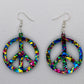 Reversible Peacock/Multicolor Acrylic Peace Sign Earrings