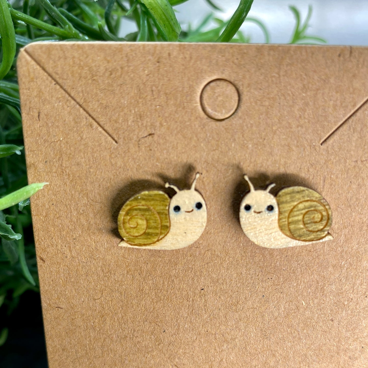 Snail Wood Stud Earrings