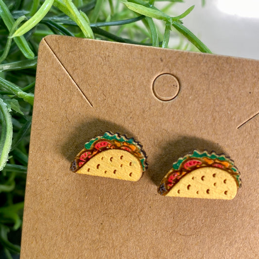 Taco Wood Stud Earrings