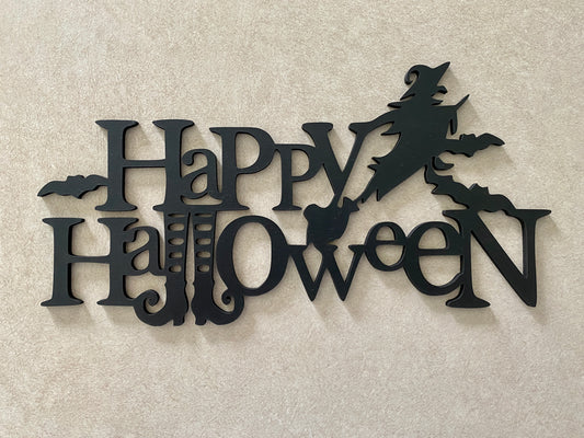 Happy Halloween with Witch Cut Out Wall Hanging