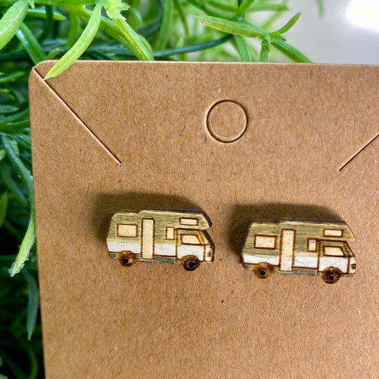 RV Winnebago Mobile Home Wood Stud Earrings