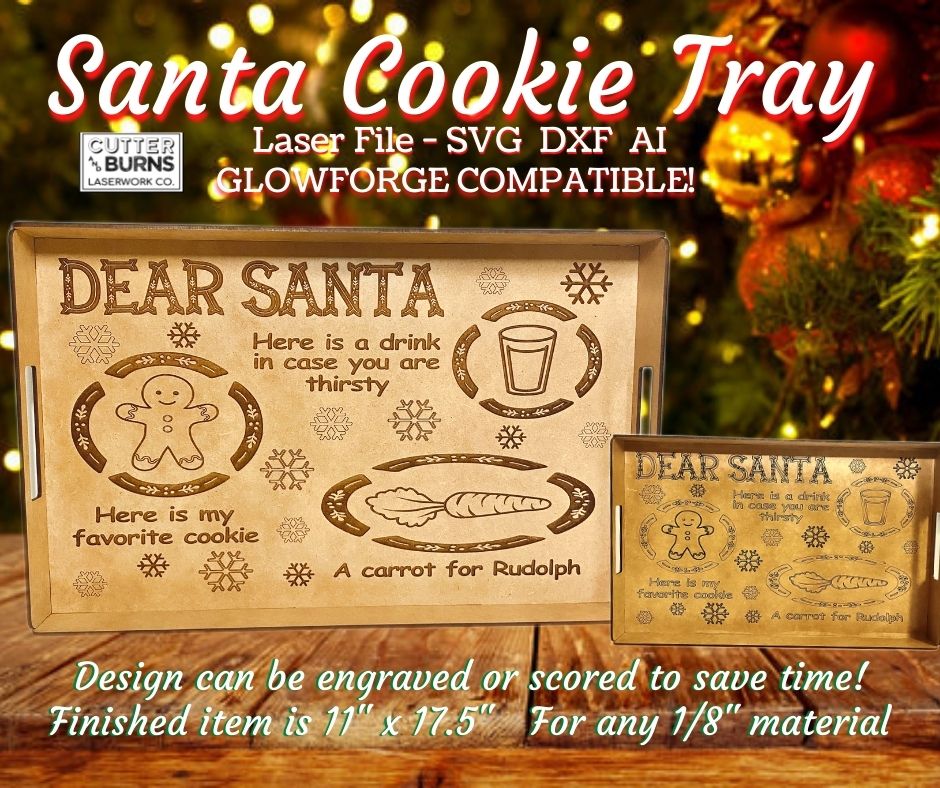 Santa Christmas Cookie Tray - LASER FILE (Digital Product ONLY)